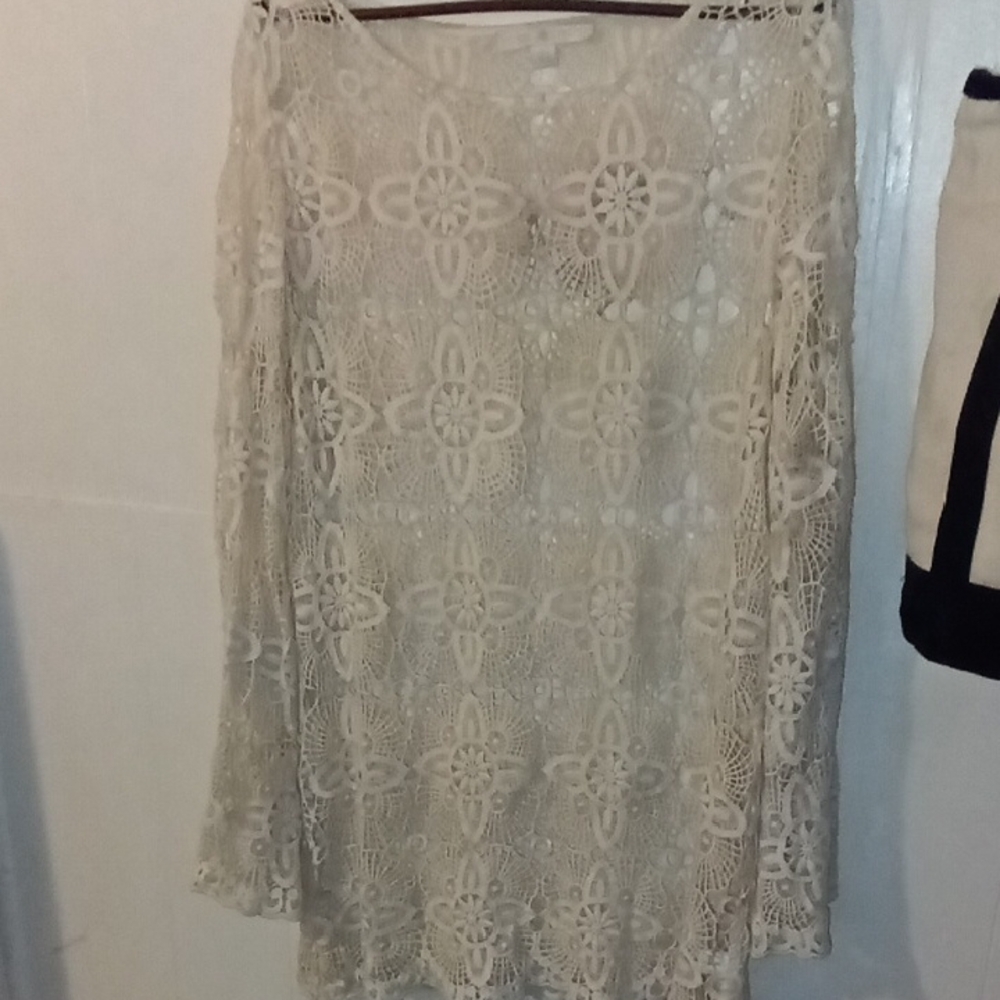 Boston Proper Cream Lace Maxi Dress